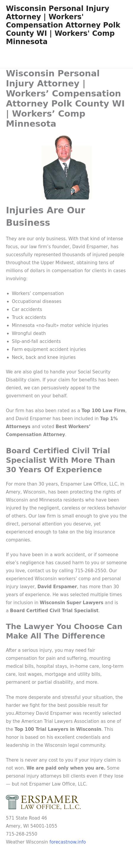 Erspamer Law Offices, LLC - Amery WI Lawyers